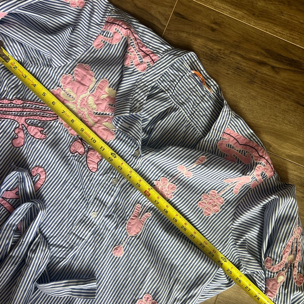 Tory Burch Blue and Pink Striped Midi Dress - Picture 15 of 16